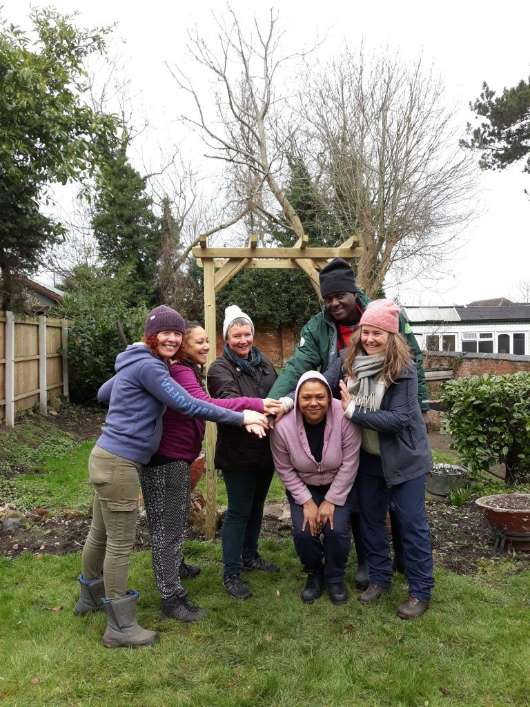 The grow and connect team in the Garden at Victoria Road surgery