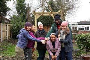 The grow and connect team in the Garden at Victoria Road surgery